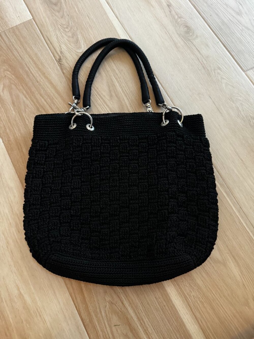 The Sak Black Crochet Woven Purse Shoulder Bag Boho Y2K